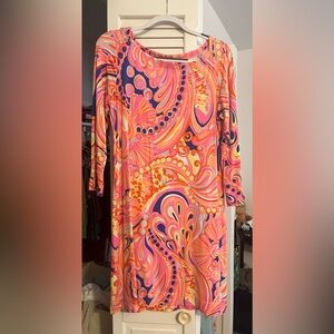 Lilly Pulitzer Pink and Orange Paisley Long Sleeve Dress